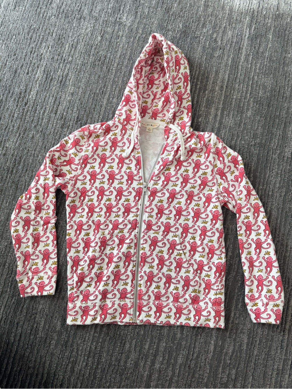 Authentic Roller Rabbit Kids Pink Monkey Harley Full-Zip Hoodie